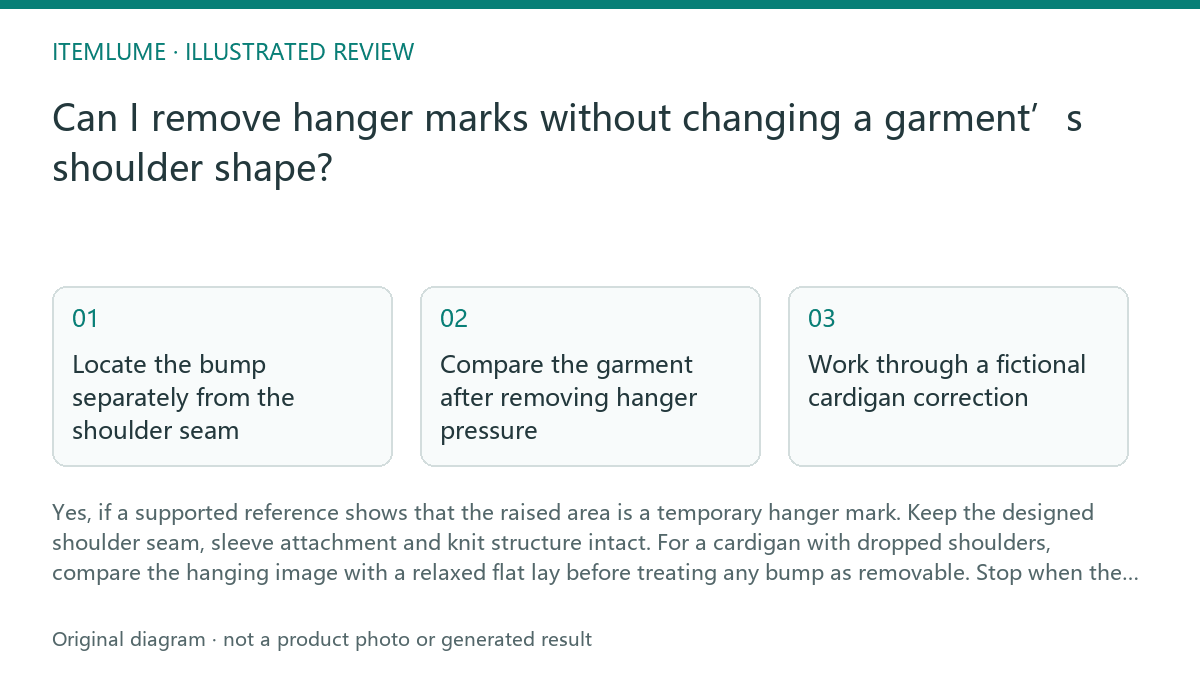Illustrated review route: Can I remove hanger marks without changing a garment’s shoulder shape?