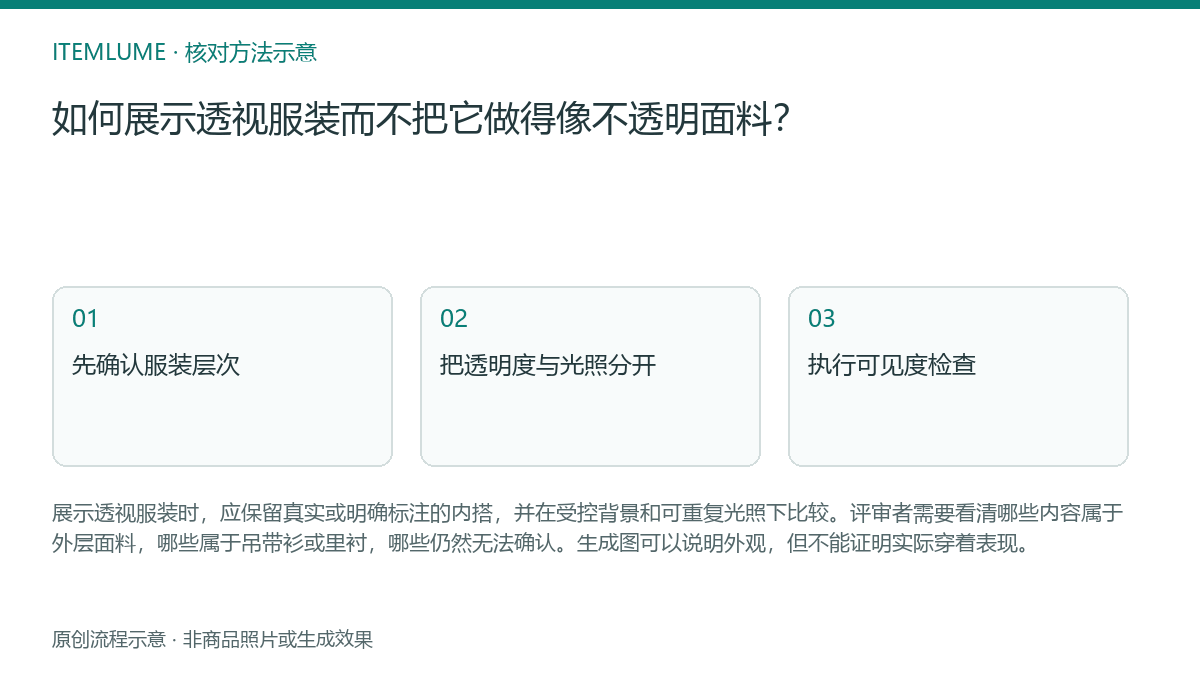 核对流程示意：如何展示透视服装而不把它做得像不透明面料？