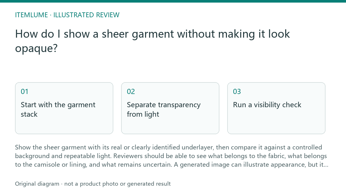 Illustrated review route: How do I show a sheer garment without making it look opaque?