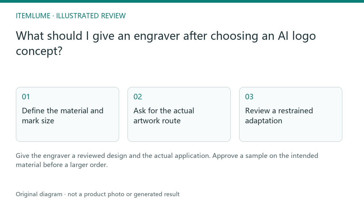 Illustrated review route: What should I give an engraver after choosing an AI logo concept?