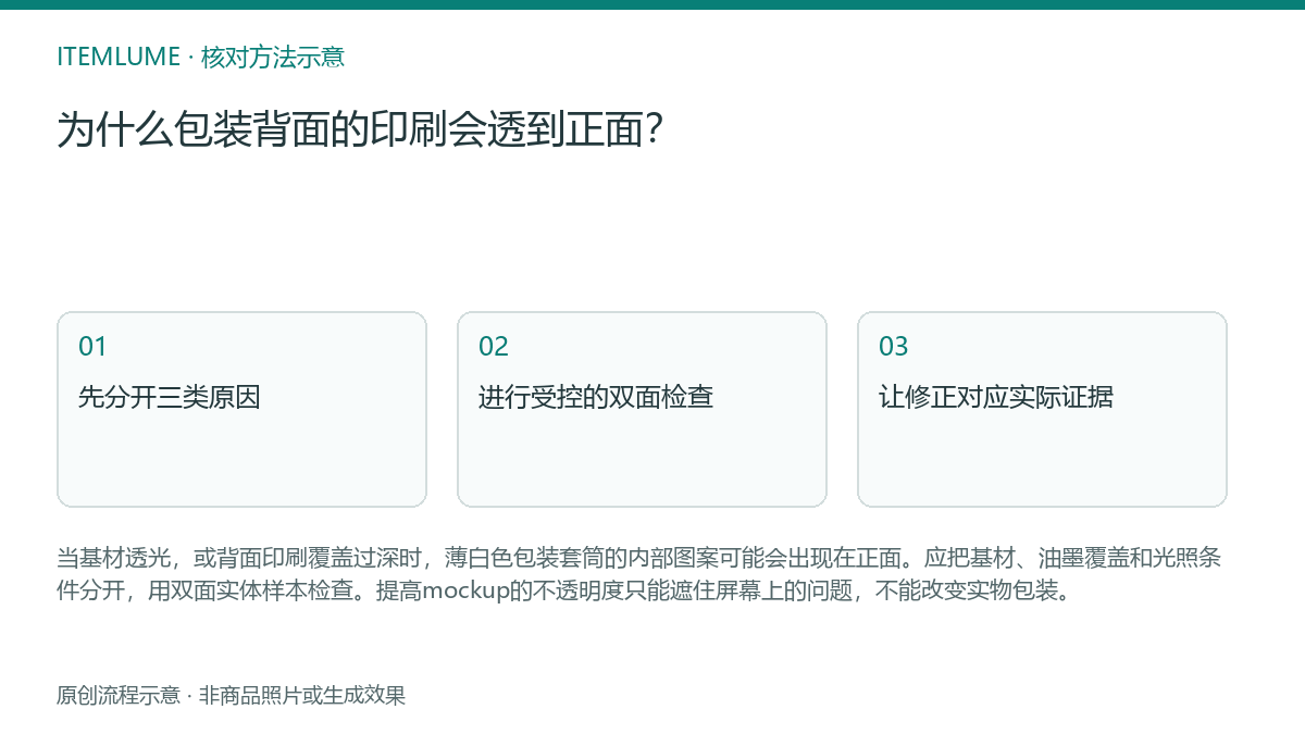 核对流程示意:为什么包装背面的印刷会透到正面?