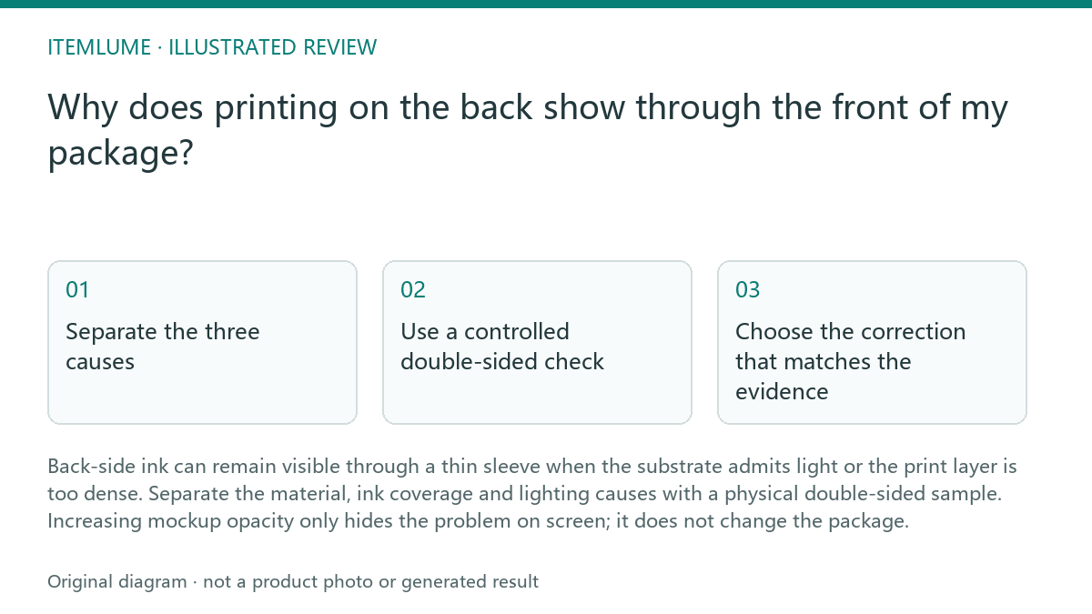 Illustrated review route: Why does printing on the back show through the front of my package?