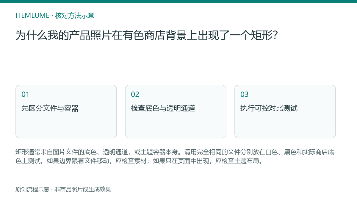 核对流程示意：为什么我的产品照片在有色商店背景上出现了一个矩形？