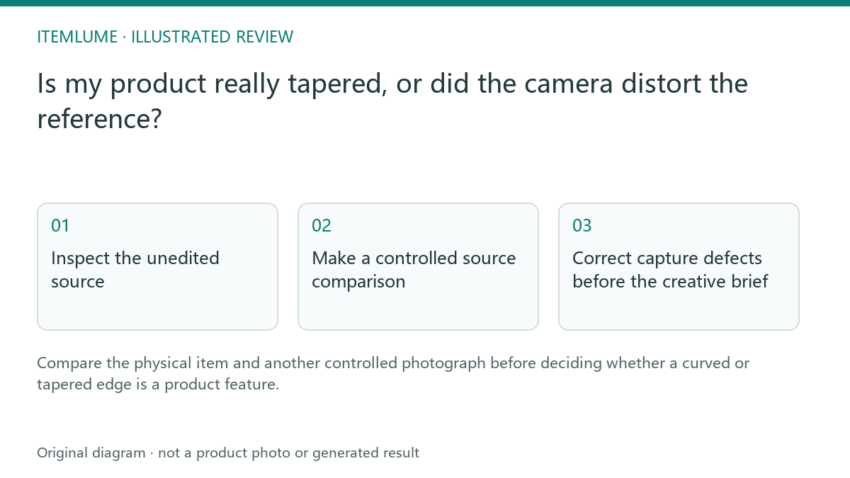 Illustrated review route: Is my product really tapered, or did the camera distort the reference?