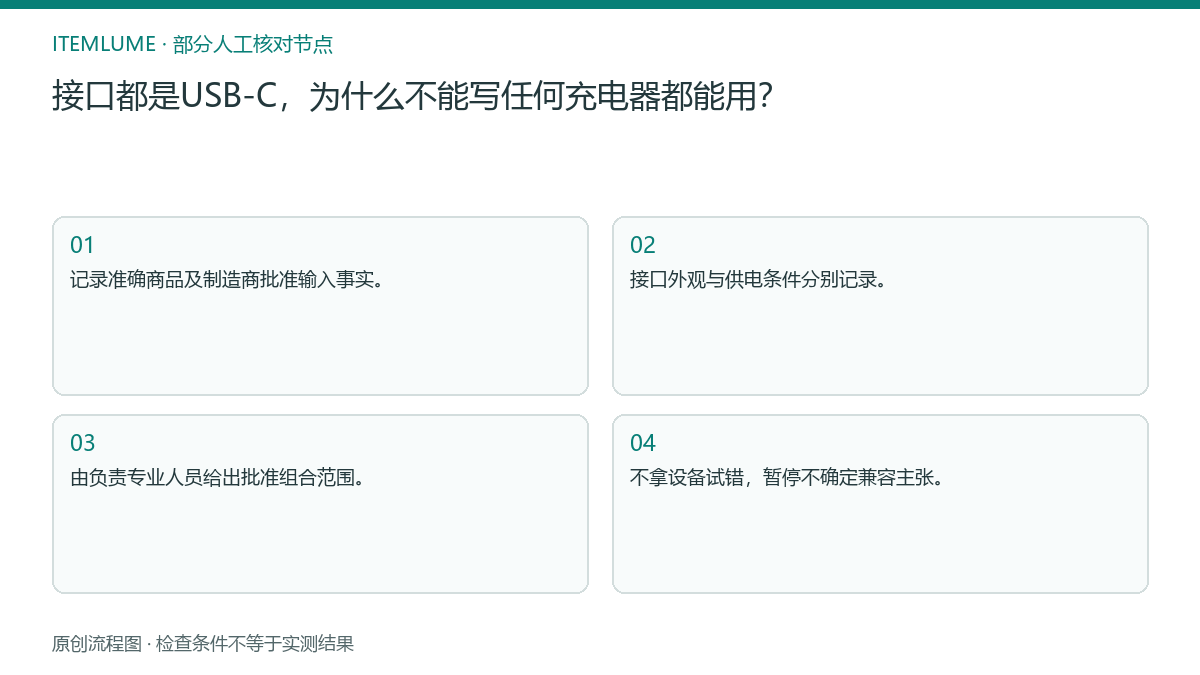 本题人工核对流程图：接口都是USB-C，为什么不能写任何充电器都能用？