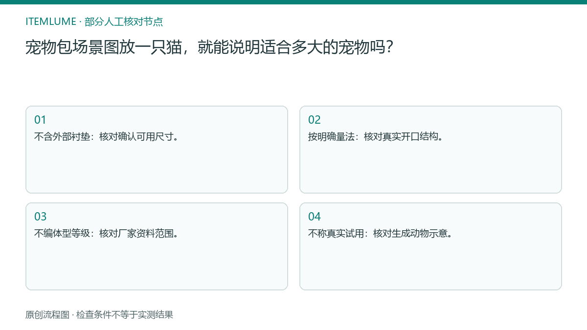 本题人工核对流程图：宠物包场景图放一只猫，就能说明适合多大的宠物吗？