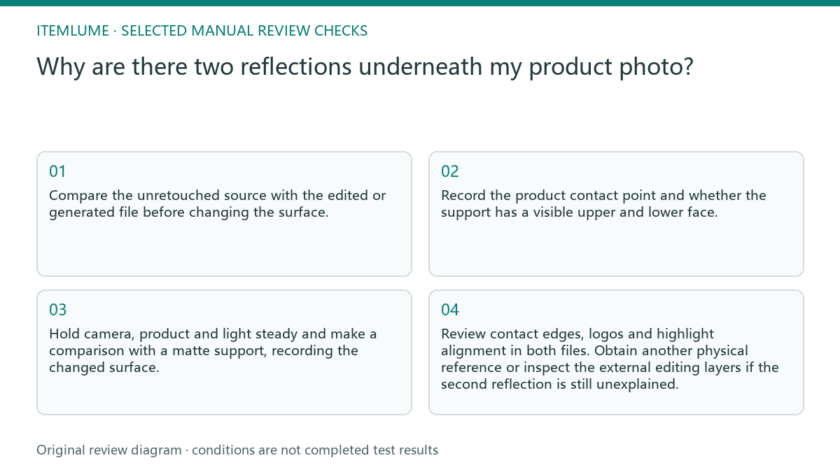 Manual review diagram for: Why are there two reflections underneath my product photo?