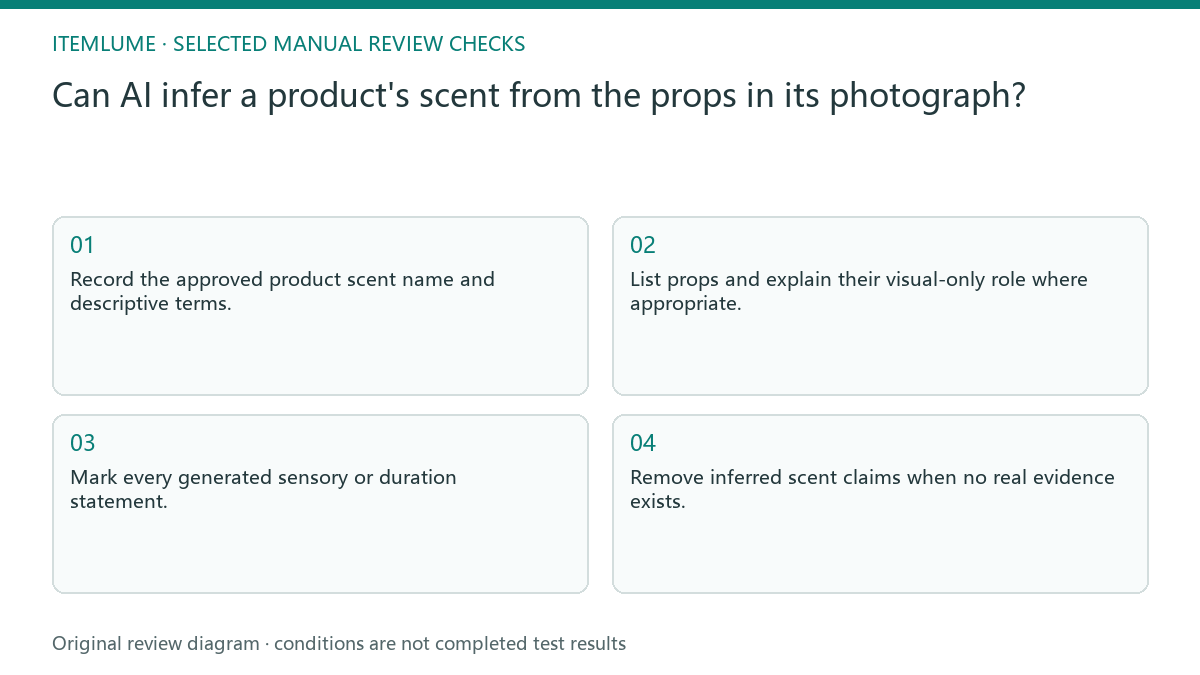 Manual review diagram for: Can AI infer a product's scent from the props in its photograph?