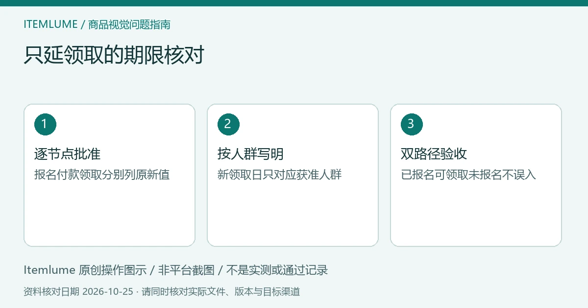 三步核对图:逐节点批准报名付款领取;标明适用人群;以已报名和未报名两条路径验收。