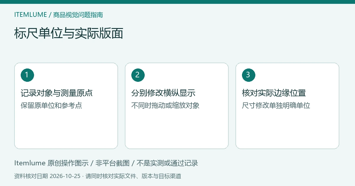 标尺单位核对：记录对象、修改显示单位、复核实际版面