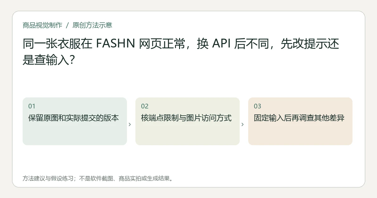 原创方法示意：保留原图和实际提交的版本；核端点限制与图片访问方式；固定输入后再调查其他差异。非工具界面、商品实拍或测试结果。