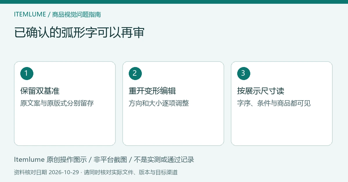 已确认的弧形字可以再审；原创操作方法示意，非软件截图或实测结果。