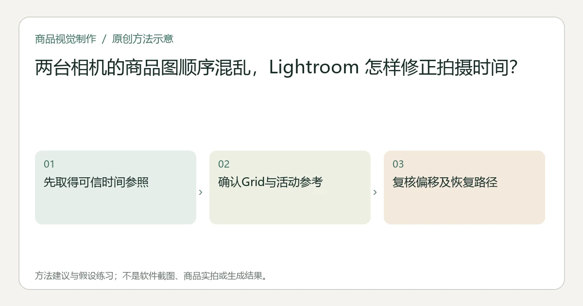 原创方法示意：先取得可信时间参照；确认Grid与活动参考；复核偏移及恢复路径。非工具界面、商品实拍或测试结果。
