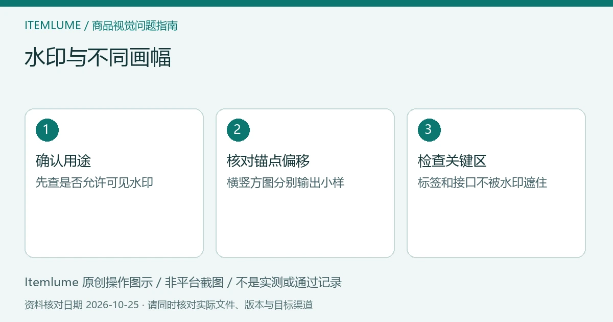 水印与不同画幅：确认用途、核对锚点偏移、检查关键区的三步示意