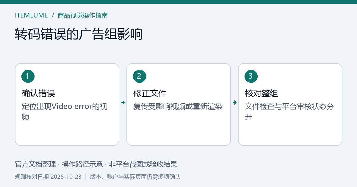 一个广告组内视频转码错误对同组广告审核和投放的影响范围示意