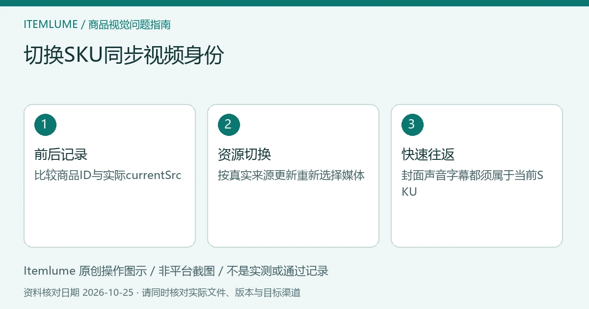 商品视频交付检查示意：前后记录、资源切换、快速往返