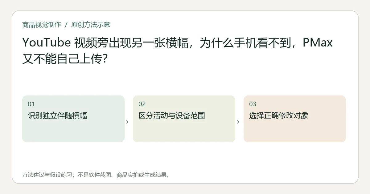 原创方法示意:识别独立伴随横幅;区分活动与设备范围;选择正确修改对象。非工具界面、商品实拍或测试结果。
